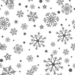 Seamless pattern of snowflakes on a white background