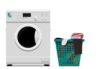 Set of front load washing machine on transparent background
