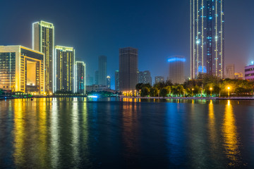 Fototapeta na wymiar urban skyline and modern buildings at night, cityscape of China