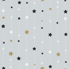 Holiday background, seamless pattern with stars. Vector illustration.
