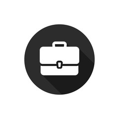 Briefcase icon in round. Vector isolated case symbol in flat style