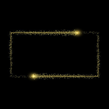 Vector light effect. golden comet with glowing tail of shining stardust sparkles, Gold glittering star dust 