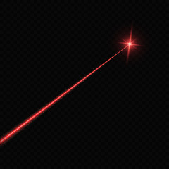 Laser beam. Light flash with sparkling ray on transparent background - obrazy, fototapety, plakaty