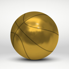 golden basketball ball isolated on white background. Best player award template