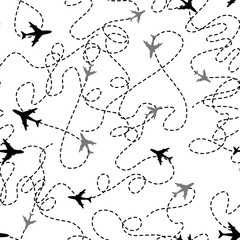 Air travel. Lines are flight paths of commercial airline passenger jet airplanes. Abstract Illustration