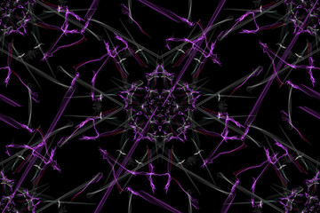 Swirls of fractal lines on black backround.