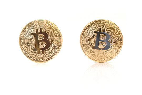 gold bitcoin isolated on white background