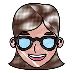 Woman with sunglasses cartoon