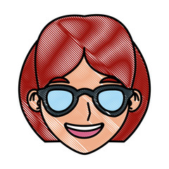 Woman with sunglasses cartoon