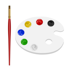 paint brush with color palette on white background