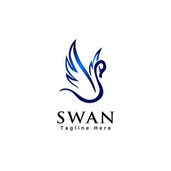 Line art flying swan logo