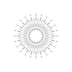 Fototapeta premium Linear drawing of rays of the sun in vintage style.