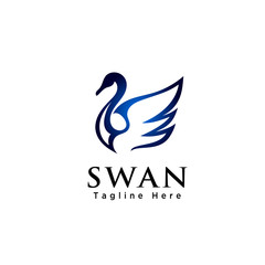 Obraz premium simple line art swan logo