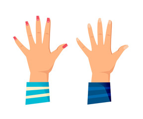 Men's and women's hands with gestures. Giving high five, success.