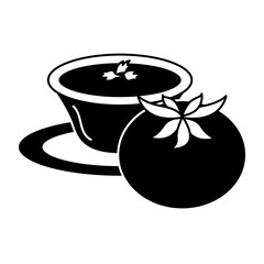 tomato with sauce in dish vector illustration design