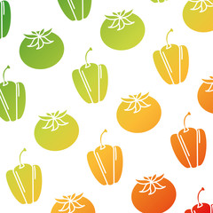 fresh pepper and tomato vegetables pattern vector illustration design
