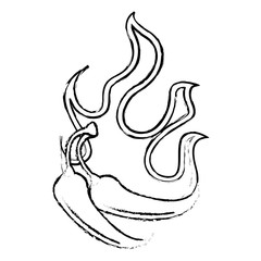 spicy chile vegetable with flames vector illustration design