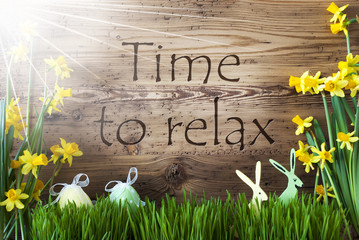 Sunny Easter Decoration, Gras, Text Time To Relax