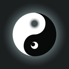 Symbol Yin yang as day and night. Abstract sign vector illustration