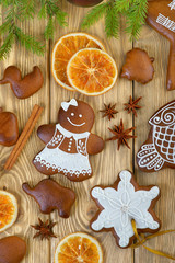gingerbread on wooden background
