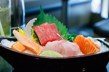 Sashimi on the plate, japanese food.