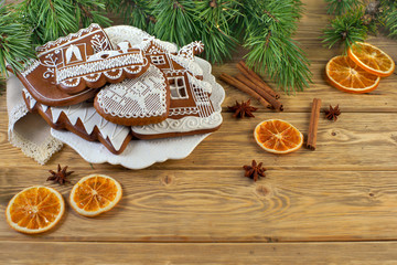 Fototapeta na wymiar gingerbread on wooden background