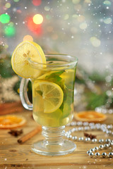 mulled wine on a wooden table