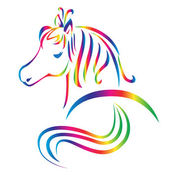 Beautiful horse rainbow color logo vector
