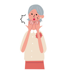 驚くシニア女性　イラスト
