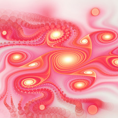 Red fractal spiral pattern, digital artwork for creative graphic design