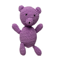 amigurumi crocheted bear toy isolated on white background