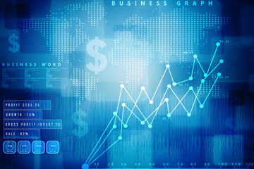 2d rendering Stock market online business concept. business Graph 