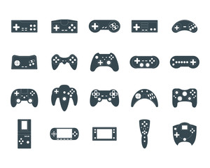 Cartoon Silhouette Black Gamepad Icon Set. Vector © bigmouse108