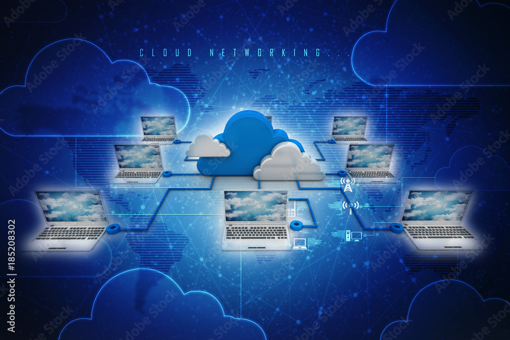 Poster 3d rendering technology computer network