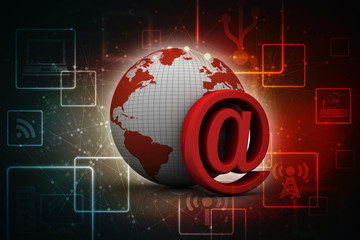 3d rendering E mail sign connect with world