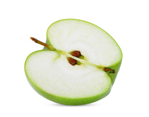 half cut of green apple or granny smith apple isloated on white background