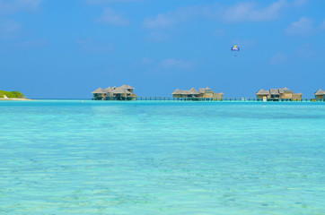 Luxury resort with water bungalows in Maldives