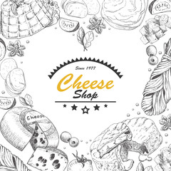 Vector background with cheese products