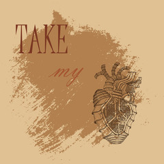 Hand drawn illustration of mechanical heart