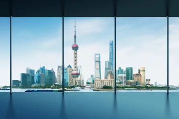 Foto op Plexiglas Shanghai skyline and Huangpu river in a sunny day © 安琦 王