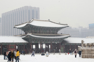눈오는 날 광화문