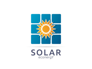 Solar panel energy logo icon. zero waste concept design