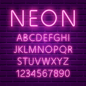 Glowing ultra violet neon character font