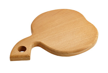 wooden board for kitchen utensils on white background