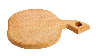wooden board for kitchen utensils on white background