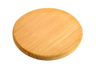 wooden board for kitchen utensils on white background