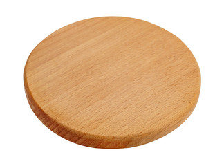 wooden board for kitchen utensils on white background