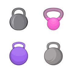 Weights icon set, cartoon style