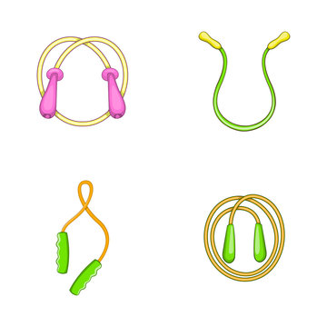 Jump Rope Icon Set, Cartoon Style