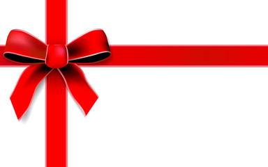 greeting card with red Bow .Vector